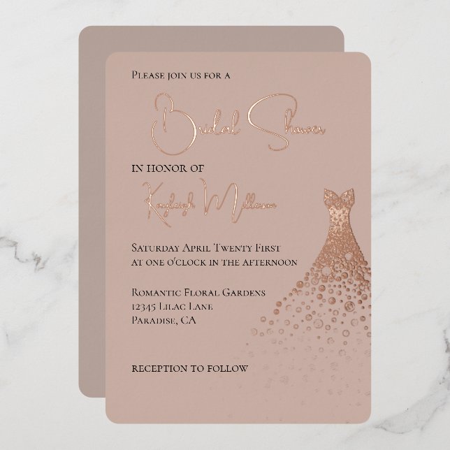 Invitation En Aluminium Crème Blush Diamonds Glam Fête des mariées (Recto/Verso)