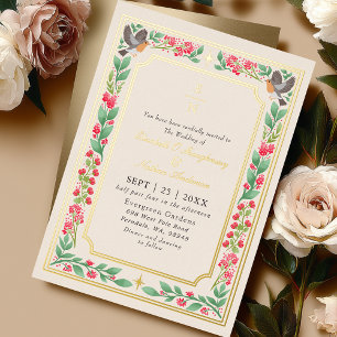 Invitation En Aluminium Crème Enchantant Botanique Jardin Floral Mariage