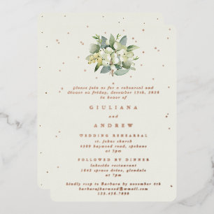 Invitation En Aluminium Crème Snowberry+Eucalyptus Mariage répétition