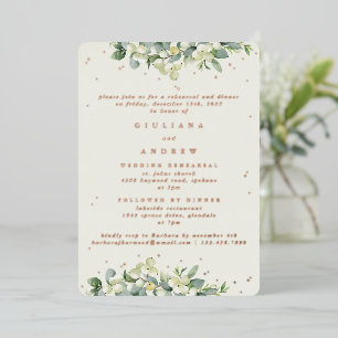 Invitation En Aluminium Crème Snowberry+Eucalyptus Mariage répétition