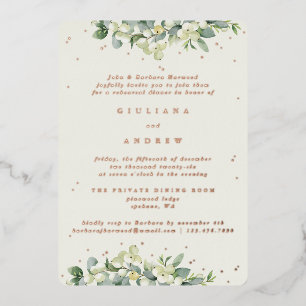 Invitation En Aluminium Crème Snowberry+Eucalyptus Mariage répétition