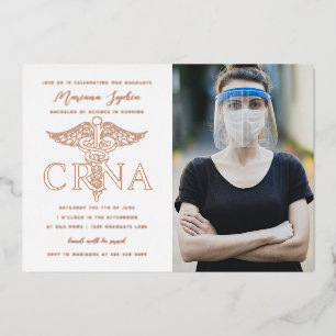 Invitation En Aluminium CRNA Diplôme en soins infirmiers - Photo Gold