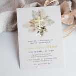 Invitation En Aluminium croix d'or pampas première communion<br><div class="desc">Une feuille d'or moderne croisent verdure pampas herbe design première carte d'invitation communion. Les couleurs et le texte peuvent être personnalisés.</div>