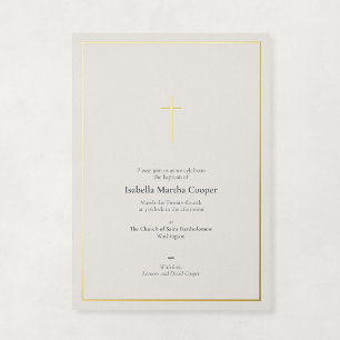 Invitation En Aluminium Croix religieuse minimaliste élégante en feuille d