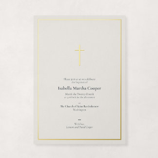 Invitation En Aluminium Croix religieuse minimaliste élégante en feuille d