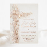 Invitation En Aluminium Croix Sainte Première Communion sainte<br><div class="desc">détails de feuille d'or rose réel Première communion sainte</div>