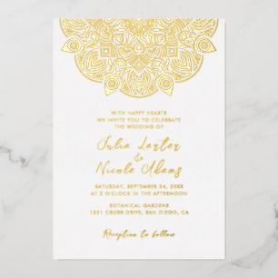 Invitation En Aluminium Culture de l'or Glitter géométrique Mandala