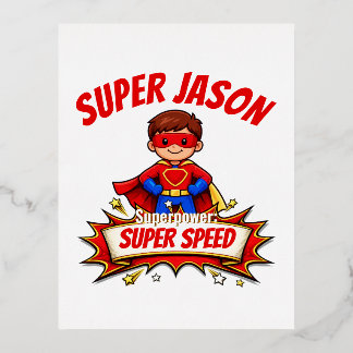 Invitation En Aluminium Custom Kids Superhero Name