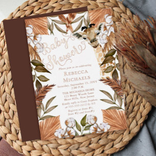 Invitation En Aluminium Cute Giraffe Boho Grasses séchées Baby shower Foil