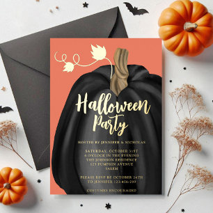 Invitation En Aluminium Cute Orange Citrouille Halloween Gold