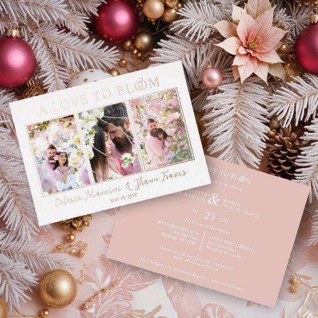 Invitation En Aluminium Cute Wedding Rings Luxurious 3 Multi Photos (Cute Wedding Rings Luxurious 3 Multi Photos in Real Rose Gold Metallic Foil Invitations Cards.)