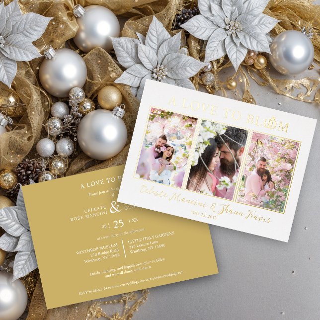 Invitation En Aluminium Cute Wedding Rings Sophisticated 3 Multi Photos (Cute Wedding Rings Luxurious 3 Multi Photos in Real Gold Metallic Foil Invitations Cards.)