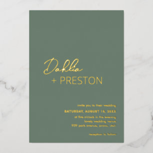 Invitation En Aluminium Dahlia Sage Green Contemporain Mariage moderne