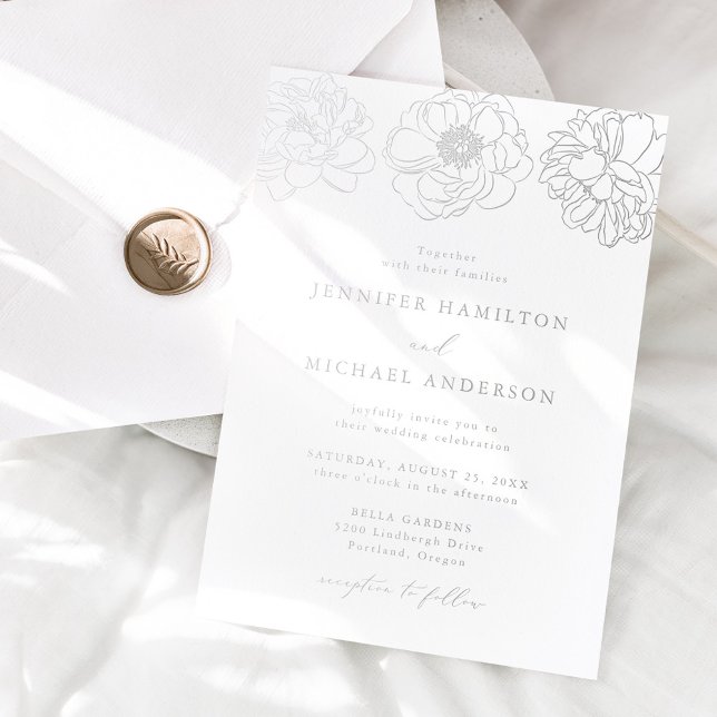Invitation En Aluminium Dainty Floral Mariage (Créateur téléchargé)