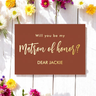 Invitation En Aluminium Dame d'honneur Brown Proposition Terracotta