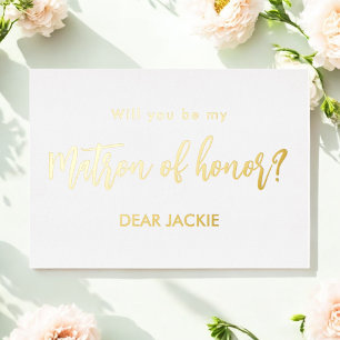 Invitation En Aluminium Dame d'honneur Proposition Or Blanc