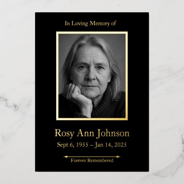 Invitation En Aluminium Dans la mémoire aimée Photo funérailles (Recto)