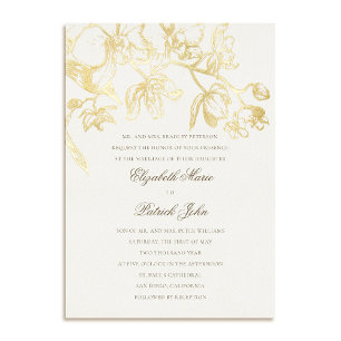 Invitation En Aluminium Danse d'Orchidée Formel Classique Héritage Crème M