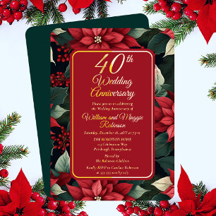 Invitation En Aluminium Dark Holiday Floral 40e anniversaire Mariage