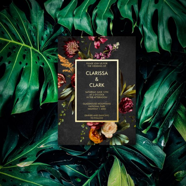 Invitation En Aluminium Dark Moody Bold Wild Flower Mariage (Créateur téléchargé)