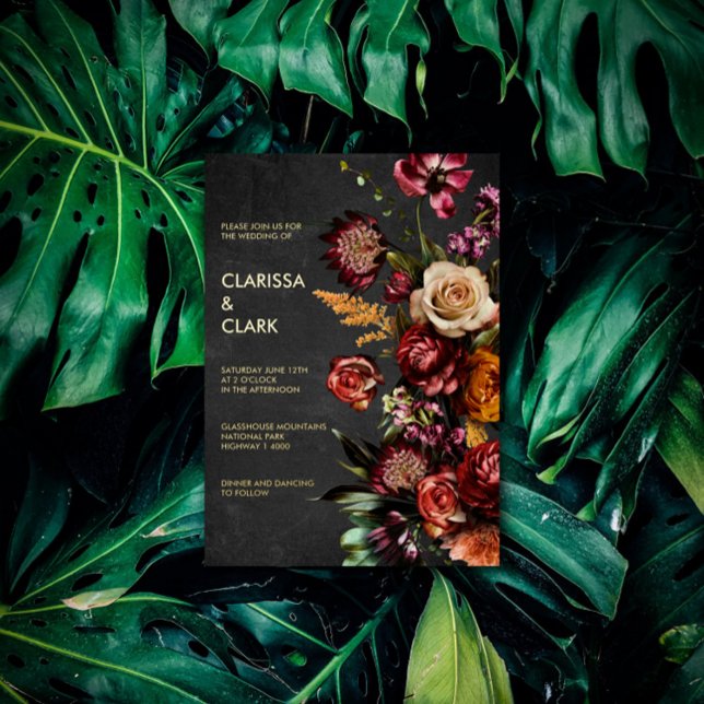 Invitation En Aluminium Dark Moody Bold Wild Flower Mariage (Créateur téléchargé)