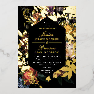 Invitation En Aluminium Dark Moody Romantic Floral Néerlandais Mariage