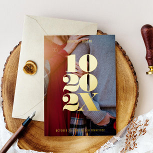 Invitation En Aluminium Date numérique minimaliste Enregistrer la date