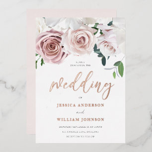 Invitation En Aluminium De belles roses blush élégantes mariage rose or