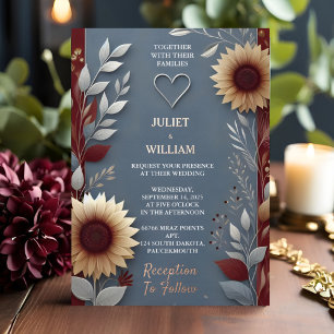 Invitation En Aluminium De Maroon traditionnel Automne Couple Bourgogne Ma