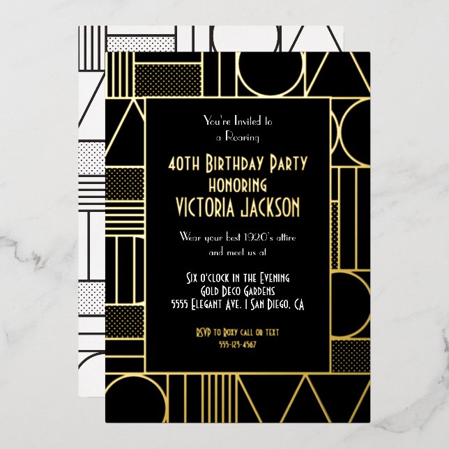 Invitation En Aluminium Déco moderne Roaring 20's Gatsby fête d'anniversai (Recto/Verso)
