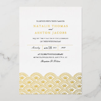 Invitation En Aluminium Déco Seigaiha Mariage Gold