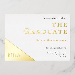 Invitation En Aluminium  Degré Gold White MBA Graduation Party