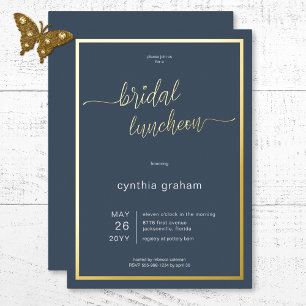 Invitation En Aluminium Déjeuner de mariage minimaliste moderne bleu opule