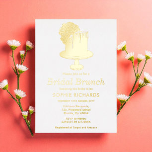 Invitation En Aluminium Déjeuner de petit déjeuner de Baby Shower Or Gâtea