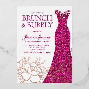 Invitation En Aluminium Déjeuner en robe rose et enterrement de vie de jeu