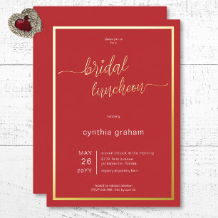 Invitation En Aluminium Déjeuner nuptial minimal moderne rouge Crimson