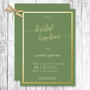 Invitation En Aluminium Déjeuner nuptial minimal moderne Sage Green