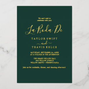 Invitation En Aluminium Délicat Feuille d'Or Émeraude La Boda De Mariage