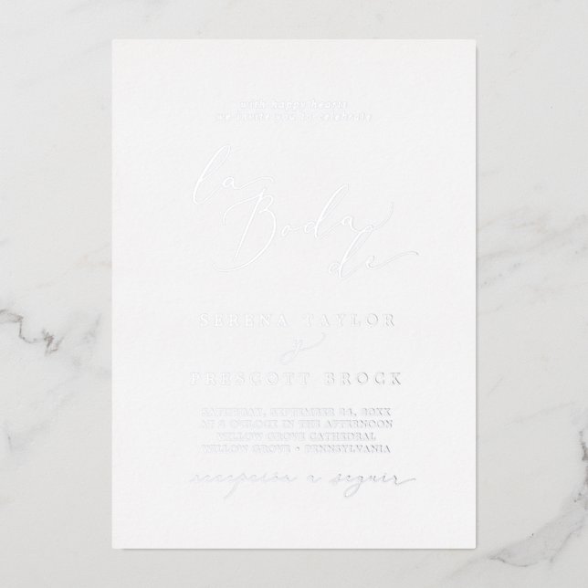 Invitation En Aluminium Délicate Feuille d'Argent La Boda De Mariage (Recto)