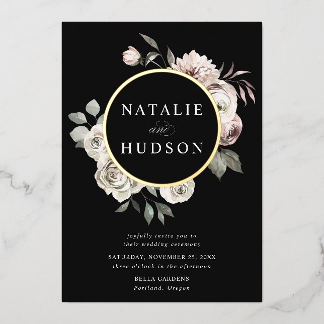 Invitation En Aluminium Delicate Winter Floral Frame Wedding (Recto)