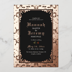 Invitation En Aluminium Dentelle de Rose vintage Elegant Black Foil Invit
