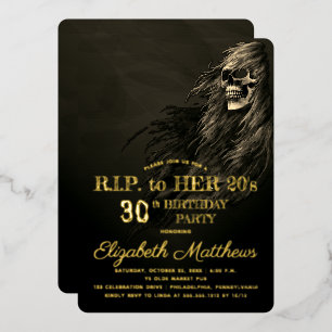 Invitation En Aluminium Déplaisante crâne de cheveux RIP à sa fête d'anniv