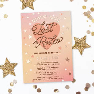 Invitation En Aluminium Dernière Rétro Mariage Western Pailleté Shower de