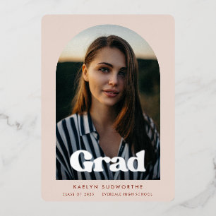 Invitation En Aluminium Design d'arc moderne Photo Graduation Party Argent