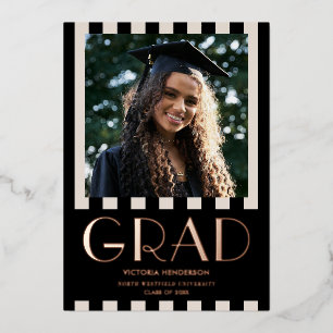 Invitation En Aluminium Design moderne Retro Photo Graduation Party