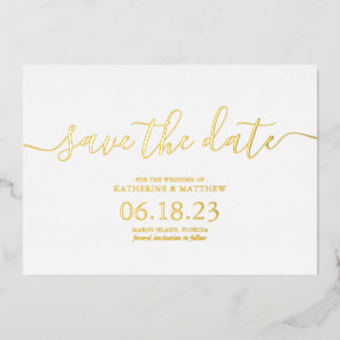 Invitation En Aluminium Design moderne Script mariage Enregistrer la date