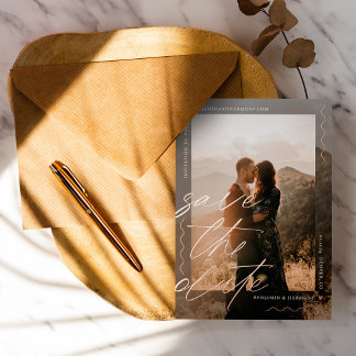 Invitation En Aluminium Design moderne Script photo superposition Enregist