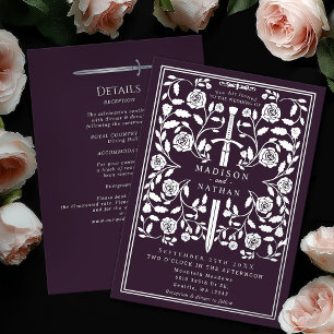 Invitation En Aluminium Détails de mariage à l'épée médiévale argentée d'a