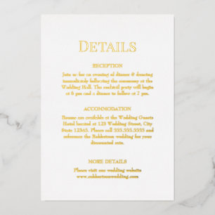Invitation En Aluminium Détails de mariage à monogramme or et blanc