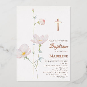 Invitation En Aluminium détails en or rose couronne de fleurs sauvages Bap